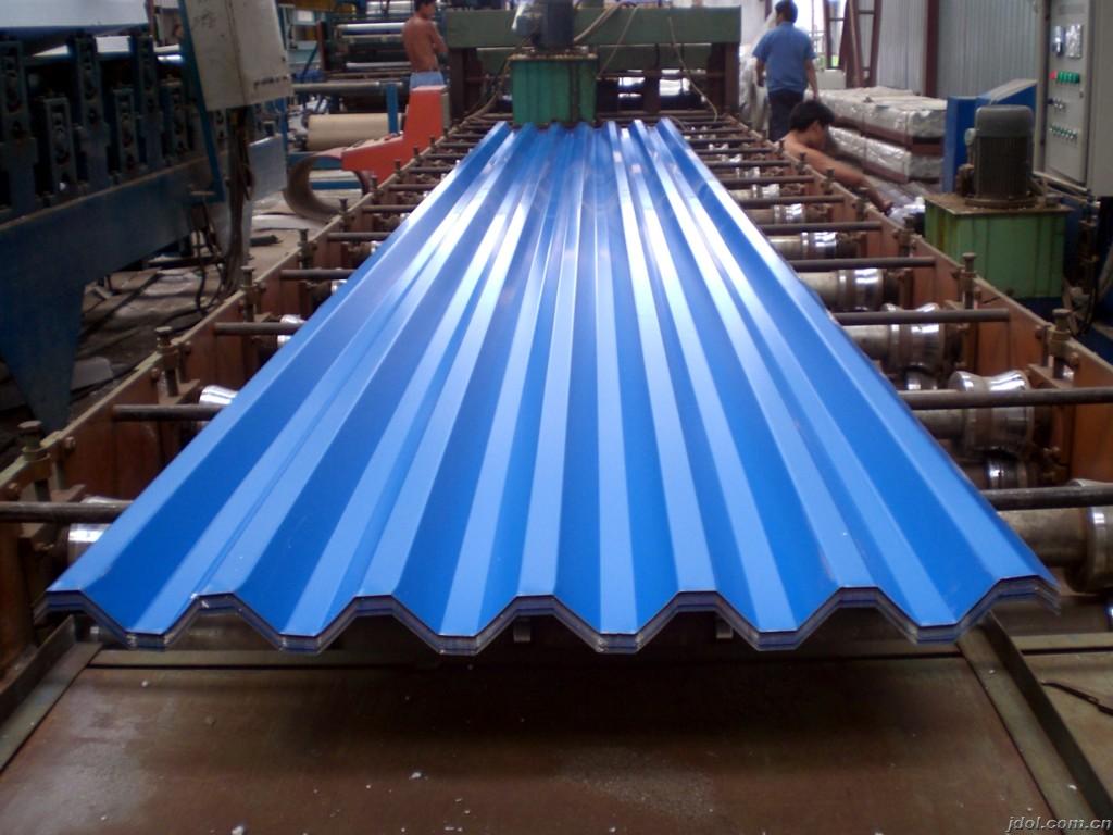 Feuilles d'acier ondulées enduites de couleur Gauge26, toiture bleue en métal Shee